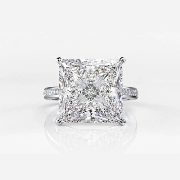 *NEW💎925 Sterling Silver Diamond Halo Square Ring - Picture 4 of 4